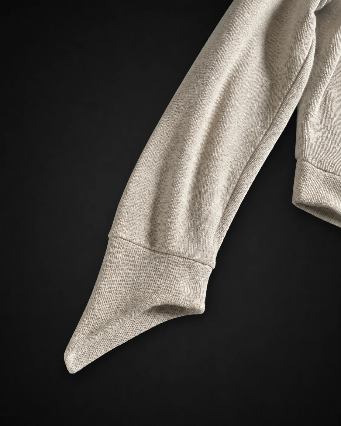 Beige V-Silhouette Hoodie sleeve detail
