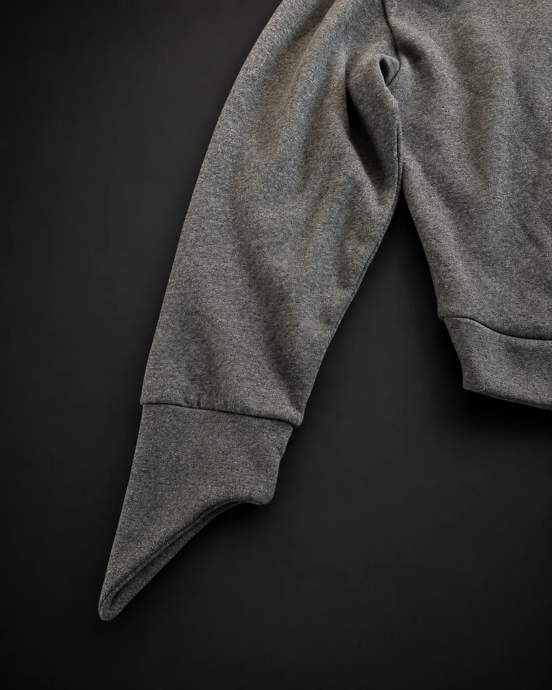 Charcoal V-Silhouette Hoodie sleeve detail