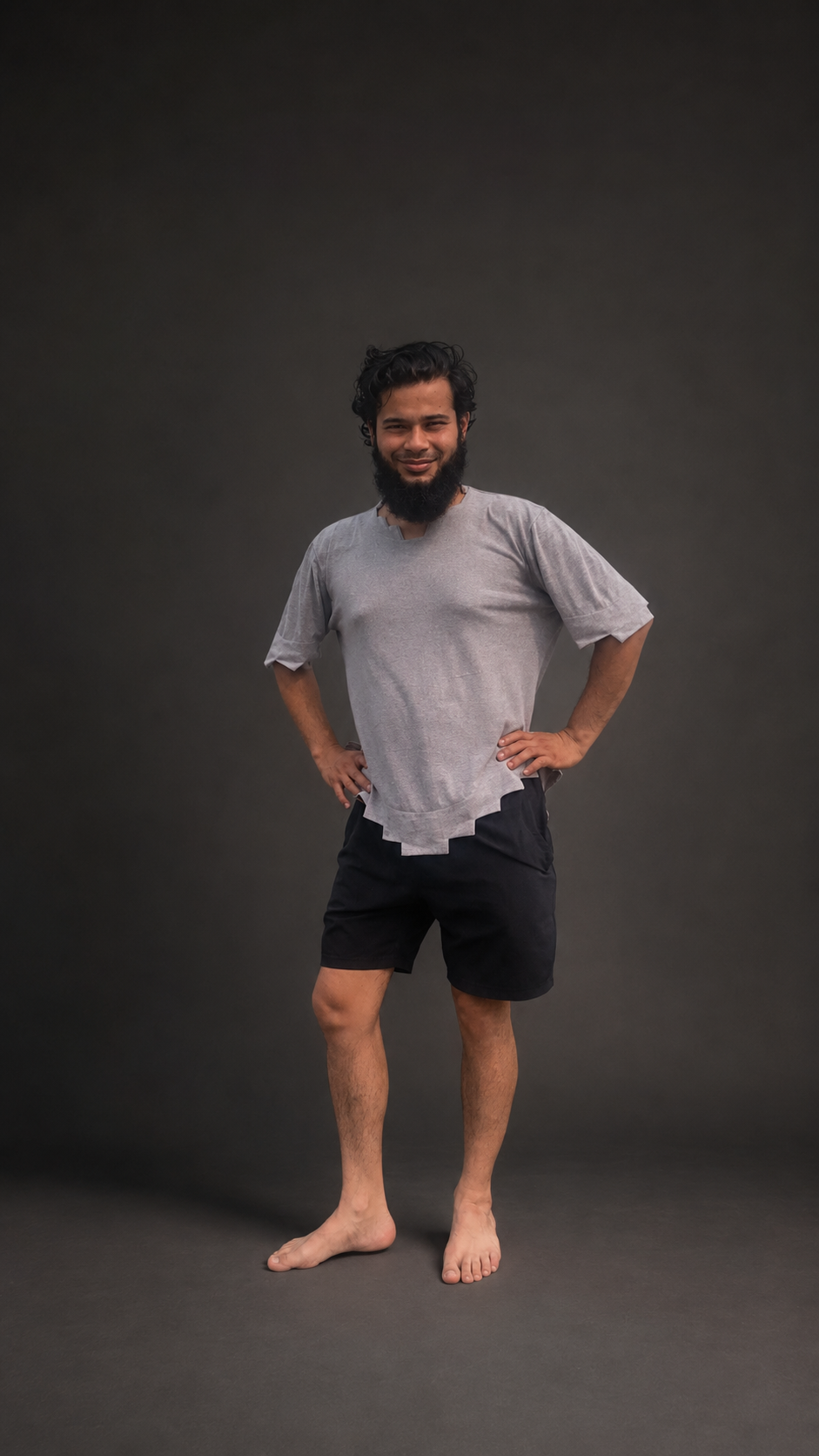 Stair Cut T-Shirt Grey model view 2